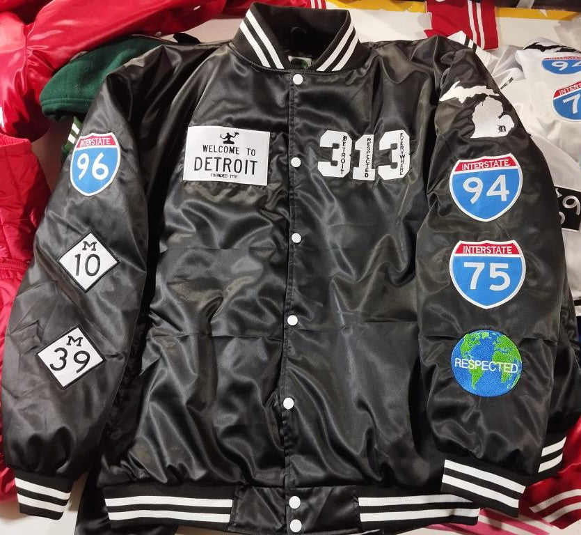 Detroit Day Satin Jacket (Black)