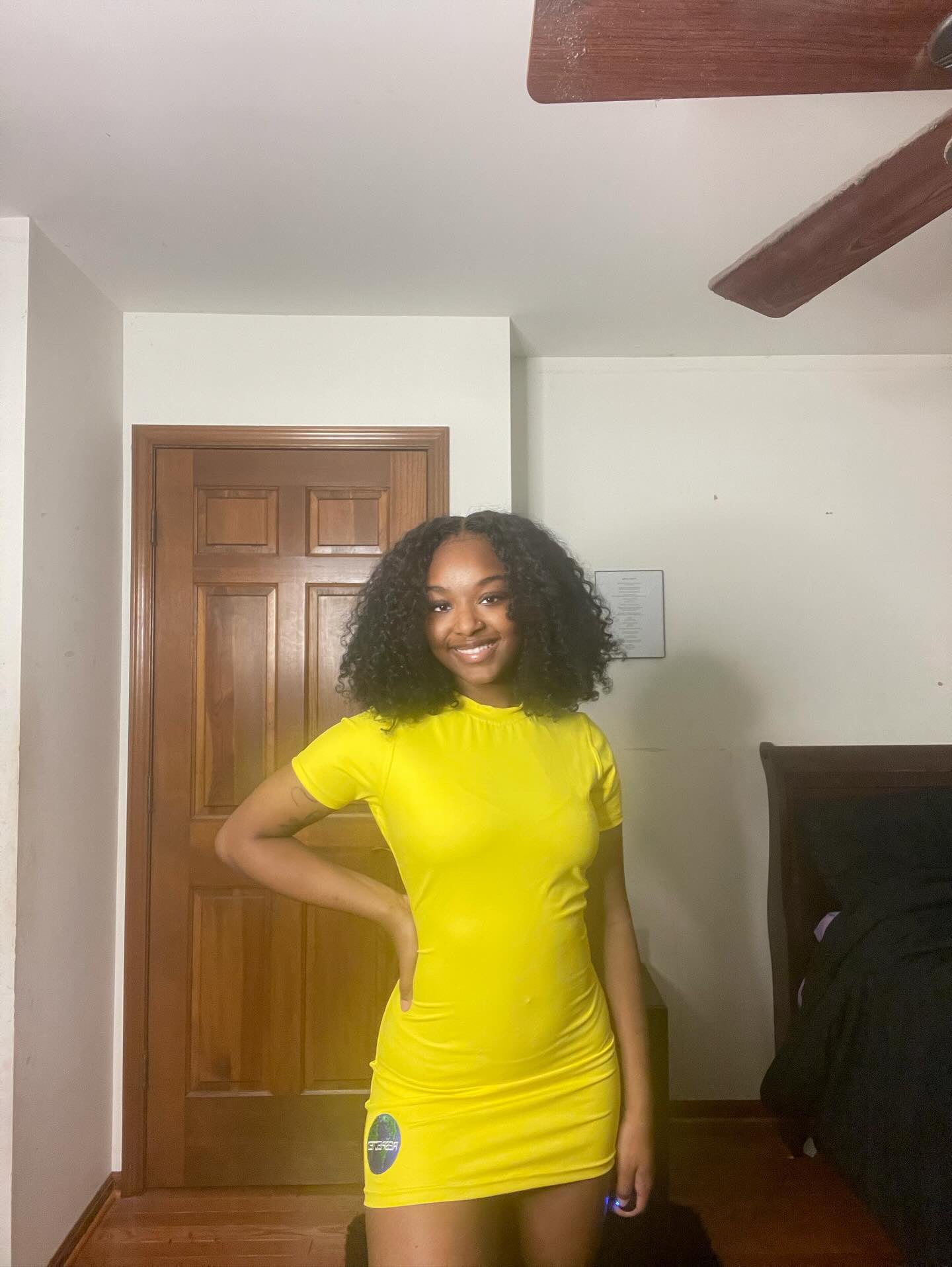 Fitted Tshirt Dress (Yellow)