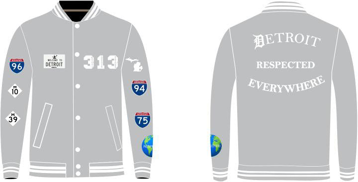 Detroit Day Satin Jacker (Gray with White Letters)