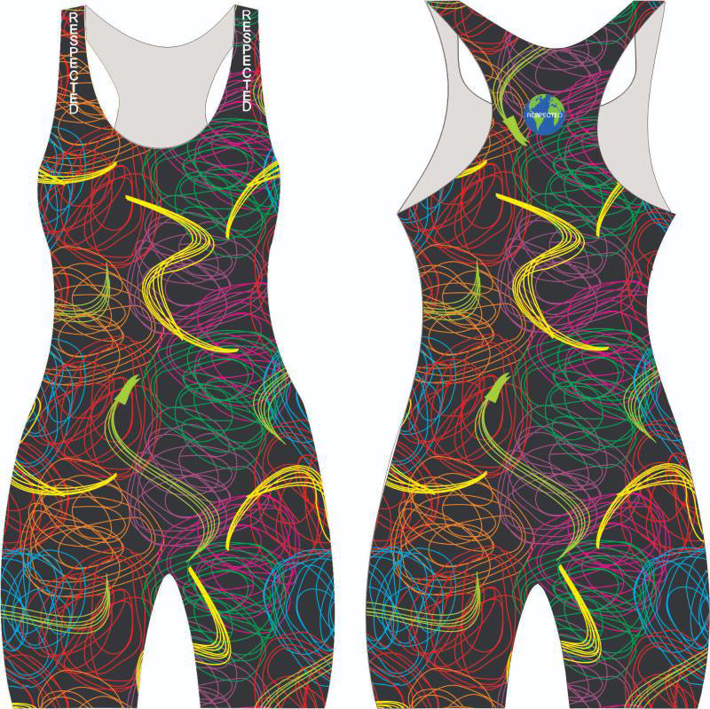 Detroit Yoga One Piece in Shorts or Leggings (Black Color Explosion)