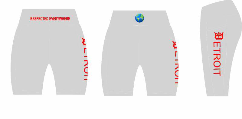 Detroit Yoga Shorts or Leggings (Gray w/ Red Letters)