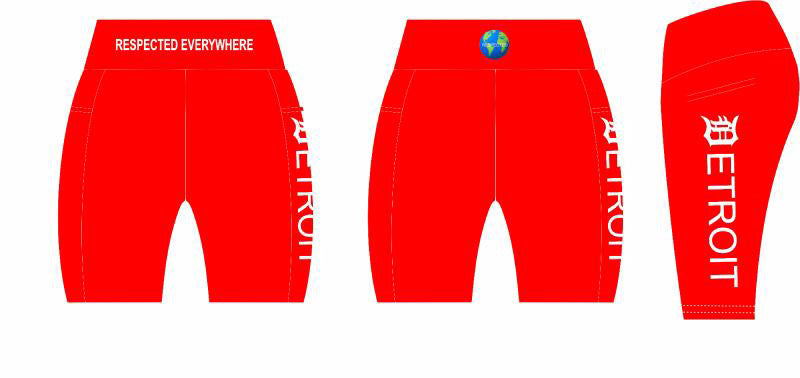 Detroit Yoga Shorts or Leggings (Red)