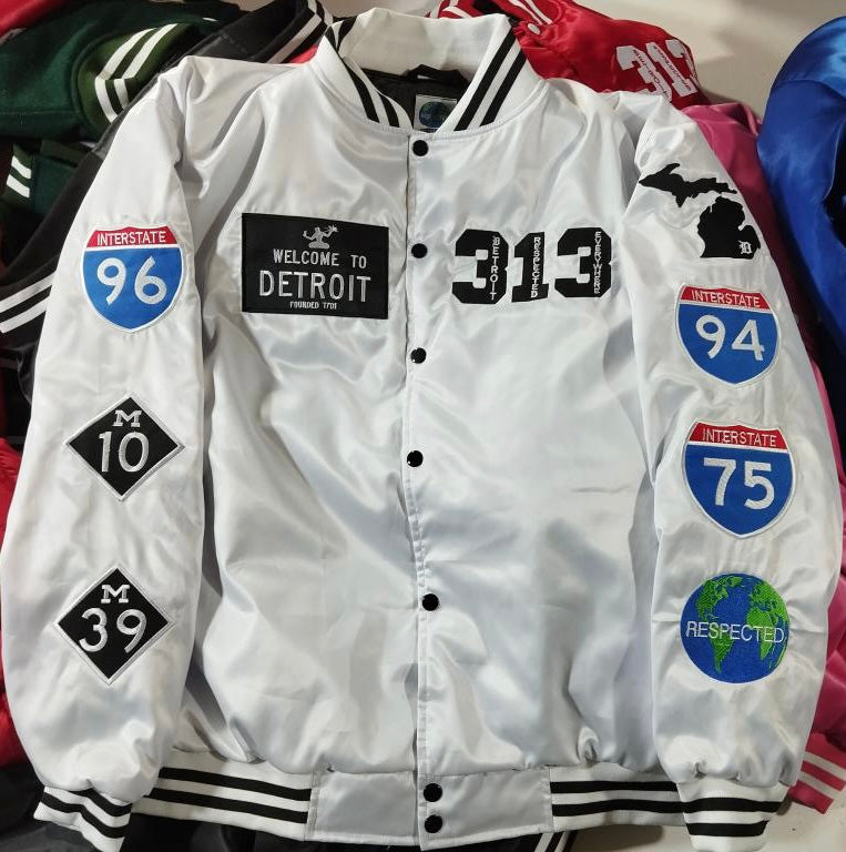 Detroit Day Satin Jacket (White)