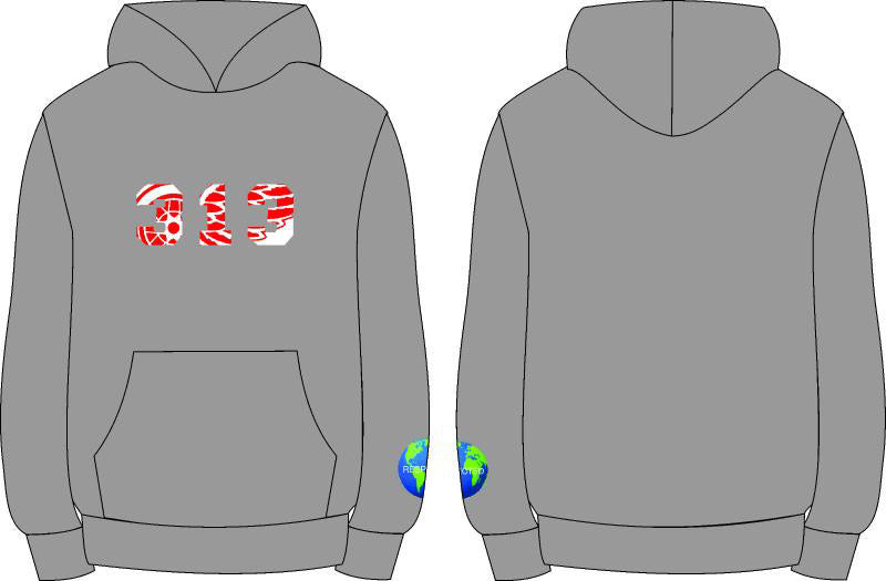 DRE 313 Detroit Red Wings Tshirt or Hoodie (Gray)