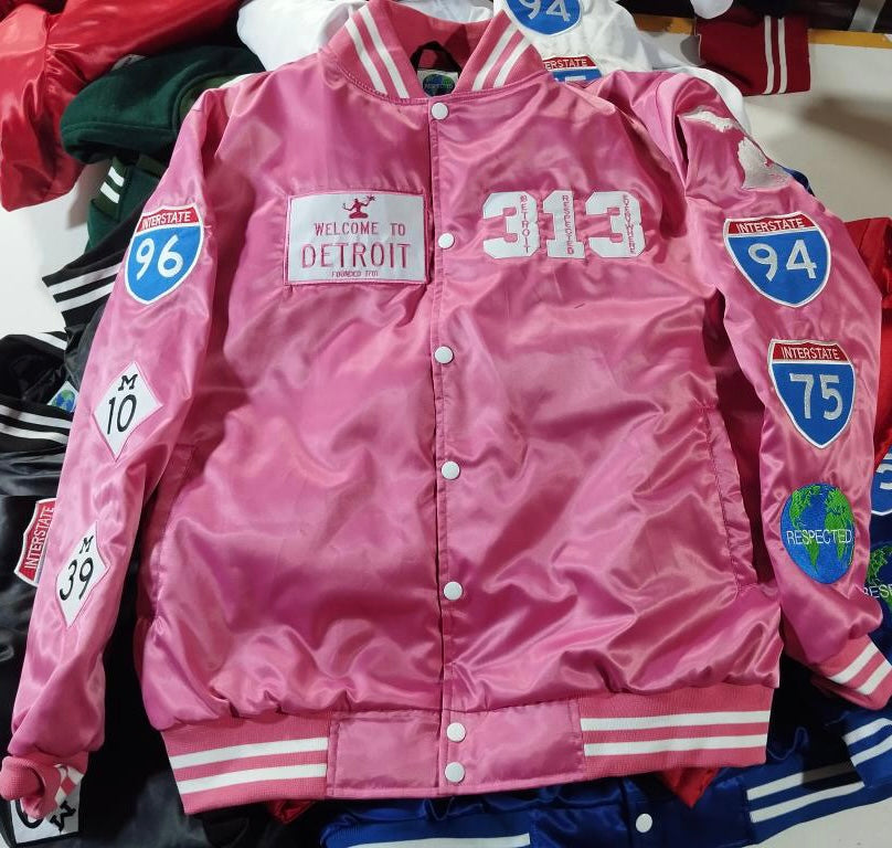 Detroit Day Satin Jacket (Pink)