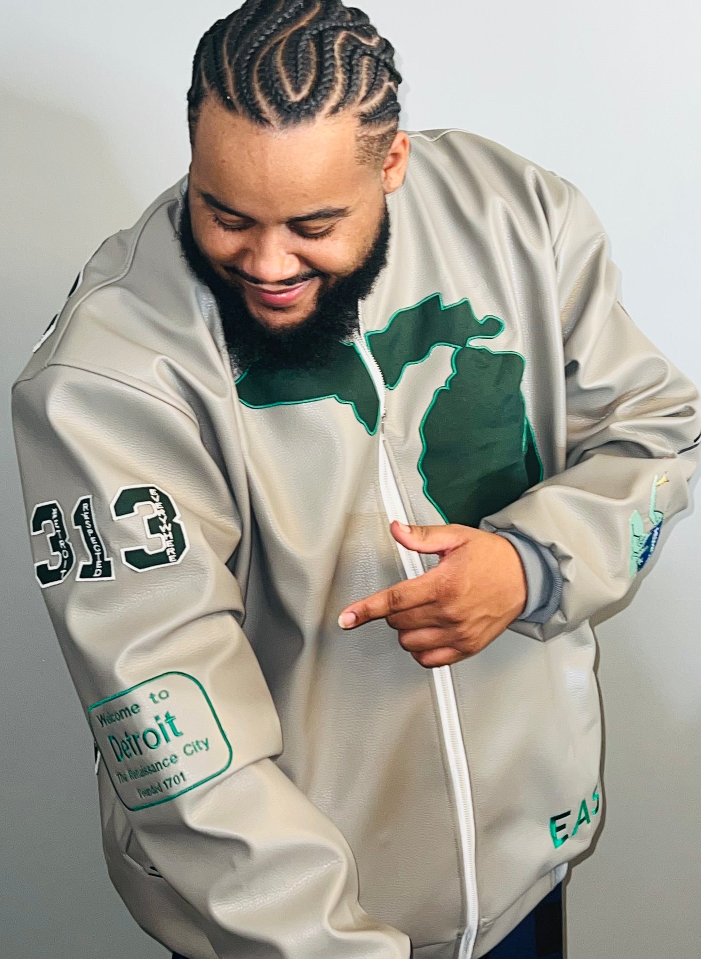 DRE Detroit Streets Leather Jacket (Gray
