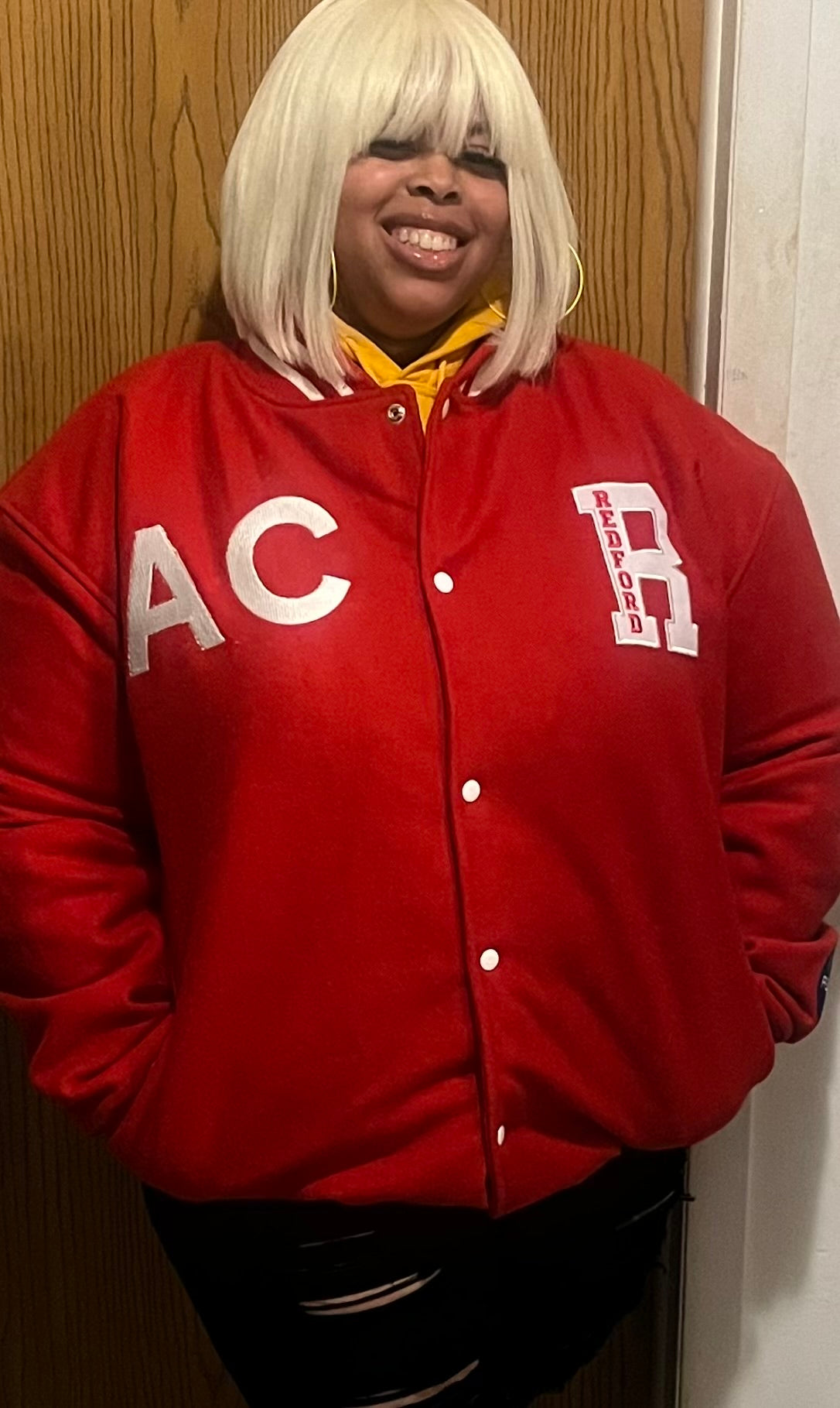 Detroit Redford HS Half Moon Jacket Red with White Letters All Wool