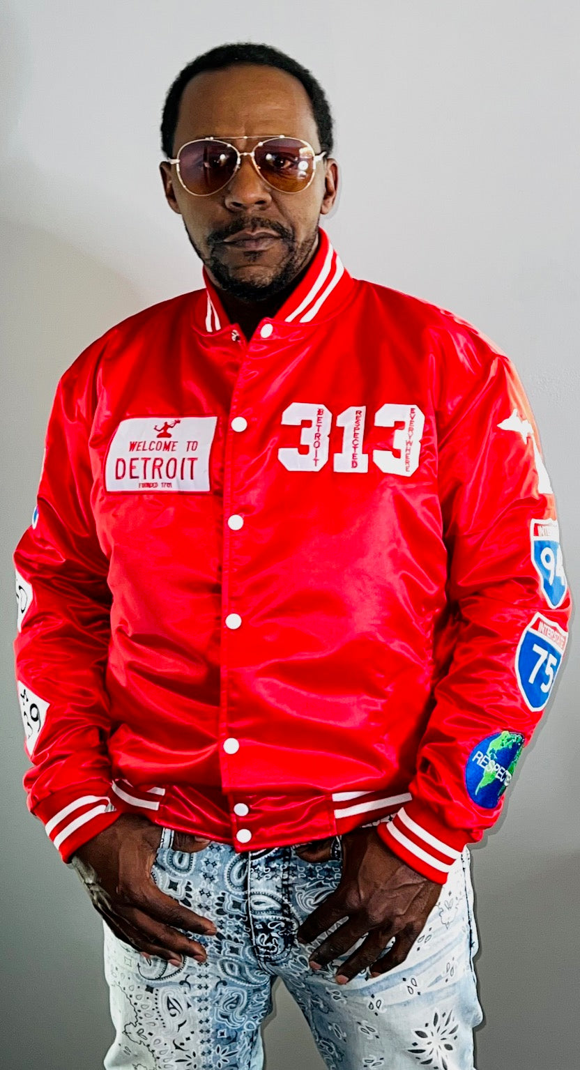 Detroit Day Satin Jacket (Red)
