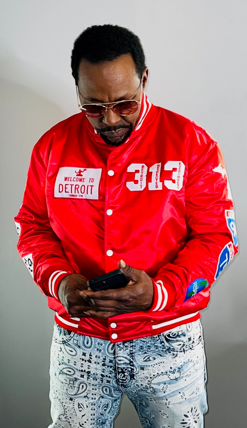 Detroit Day Satin Jacket (Red)
