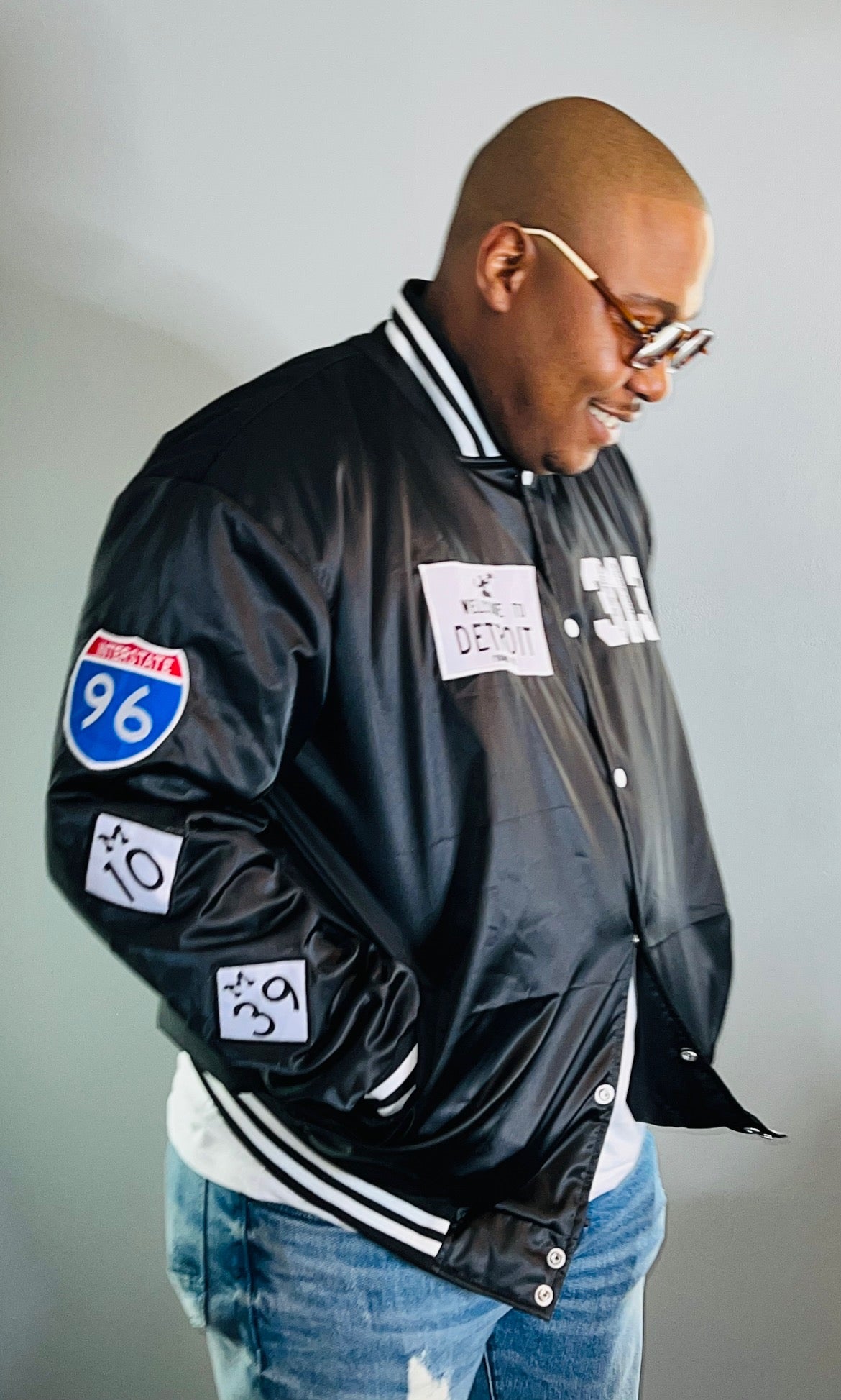 Detroit Day Satin Jacket (Black)
