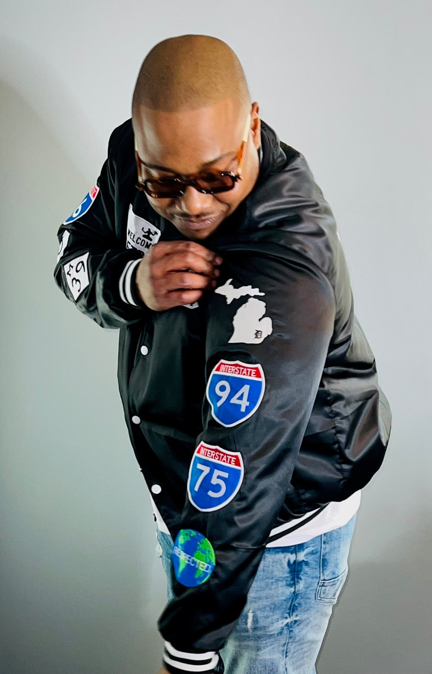 Detroit Day Satin Jacket (Black)