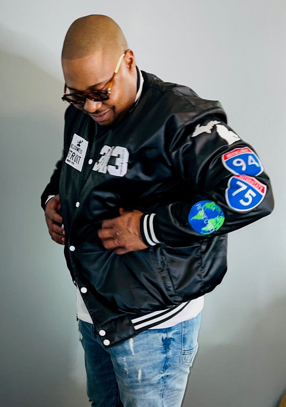 Detroit Day Satin Jacket (Black)