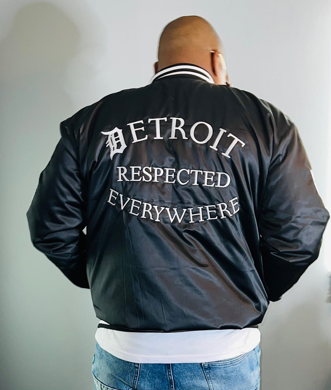 Detroit Day Satin Jacket (Black)
