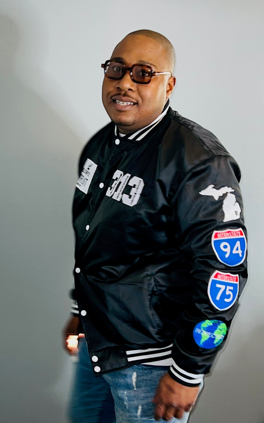 Detroit Day Satin Jacket (Black)