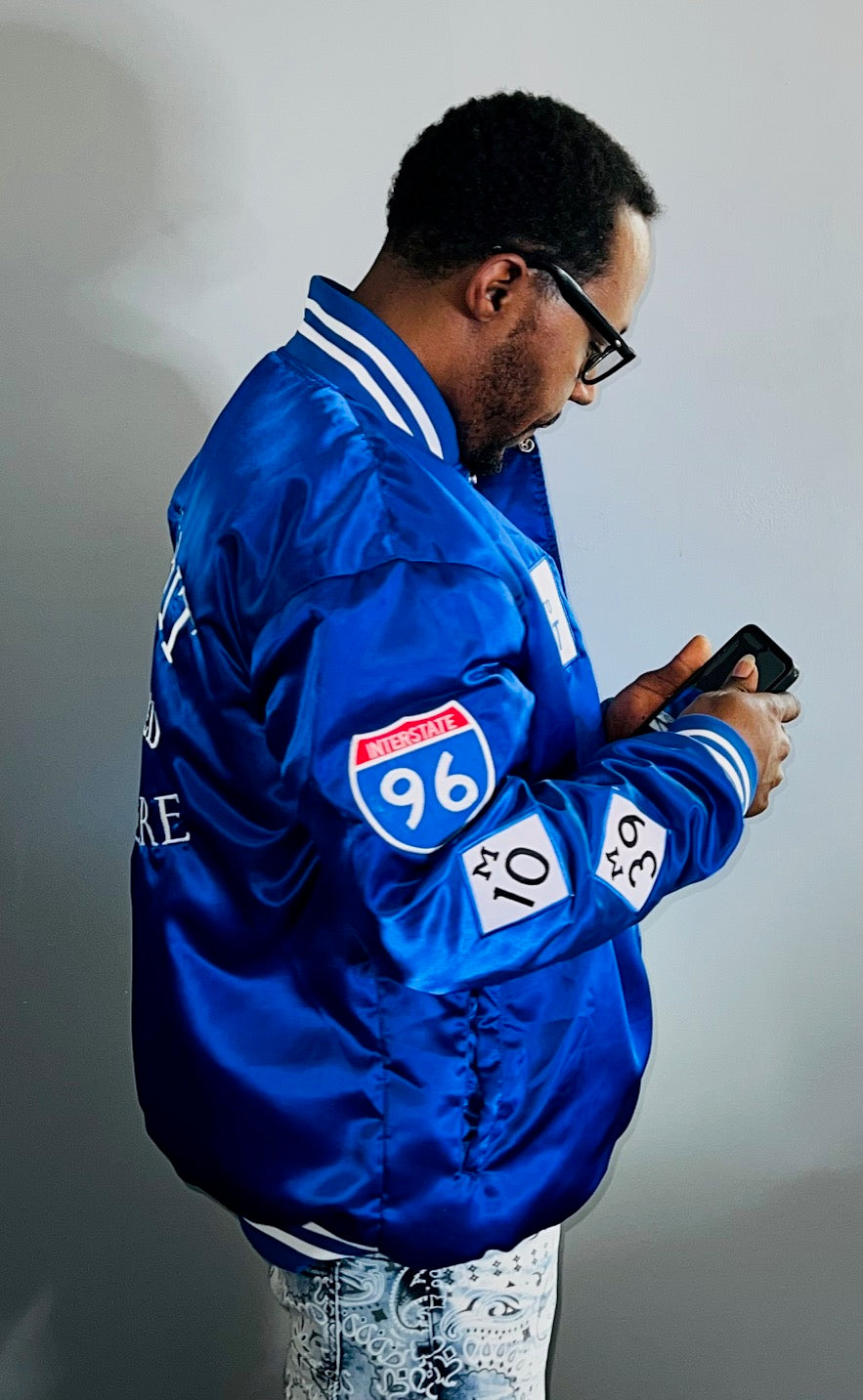 Detroit Day Satin Jacket (Royal Blue)