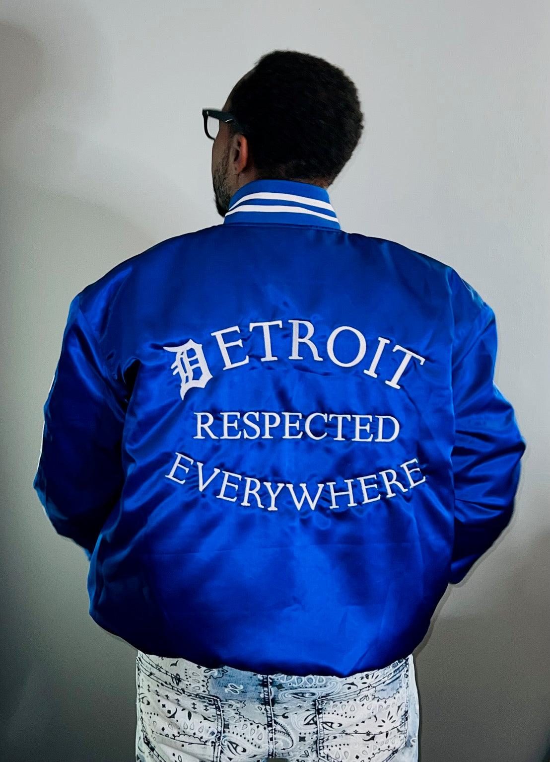 Detroit Day Satin Jacket (Royal Blue)