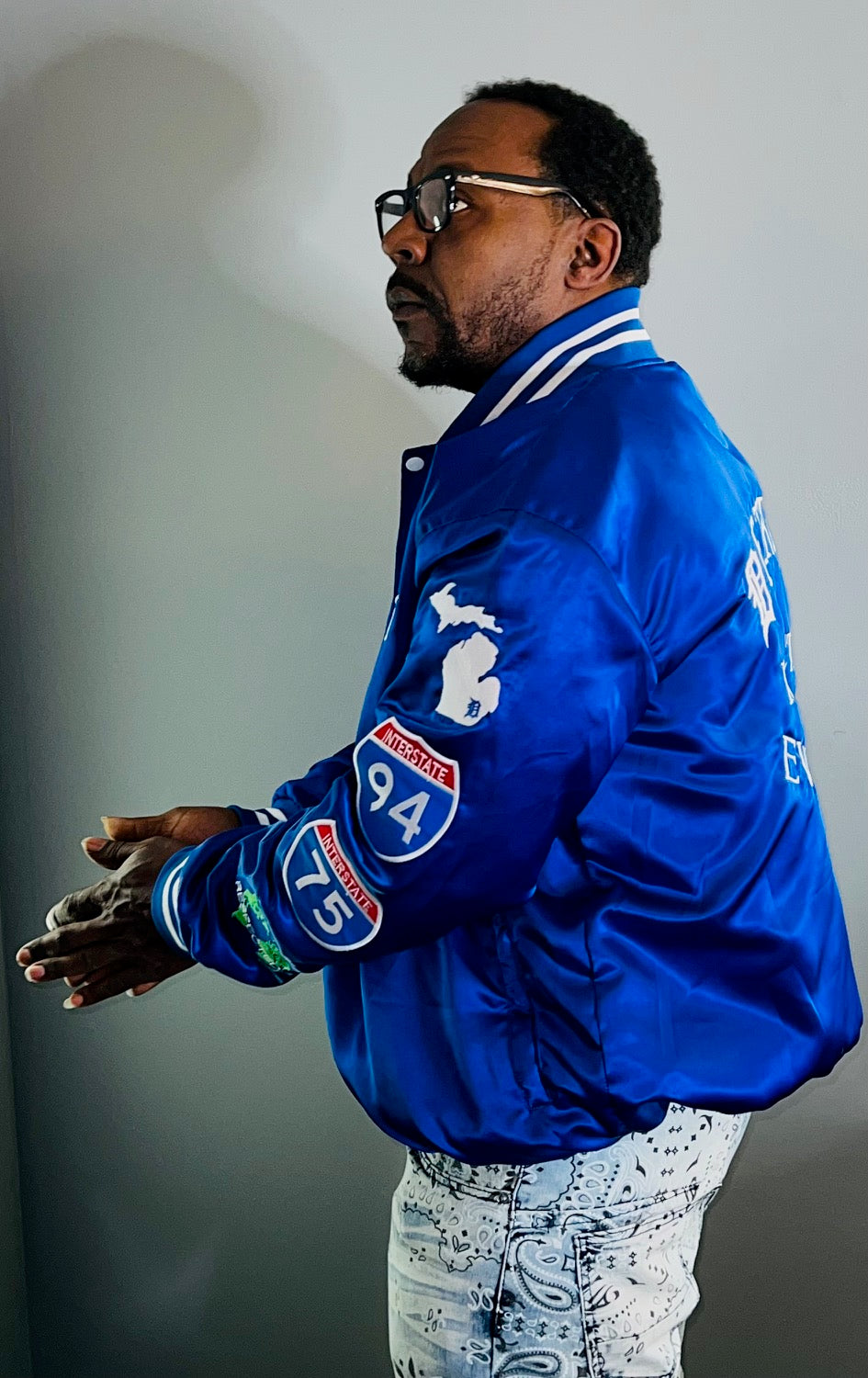 Detroit Day Satin Jacket (Royal Blue)