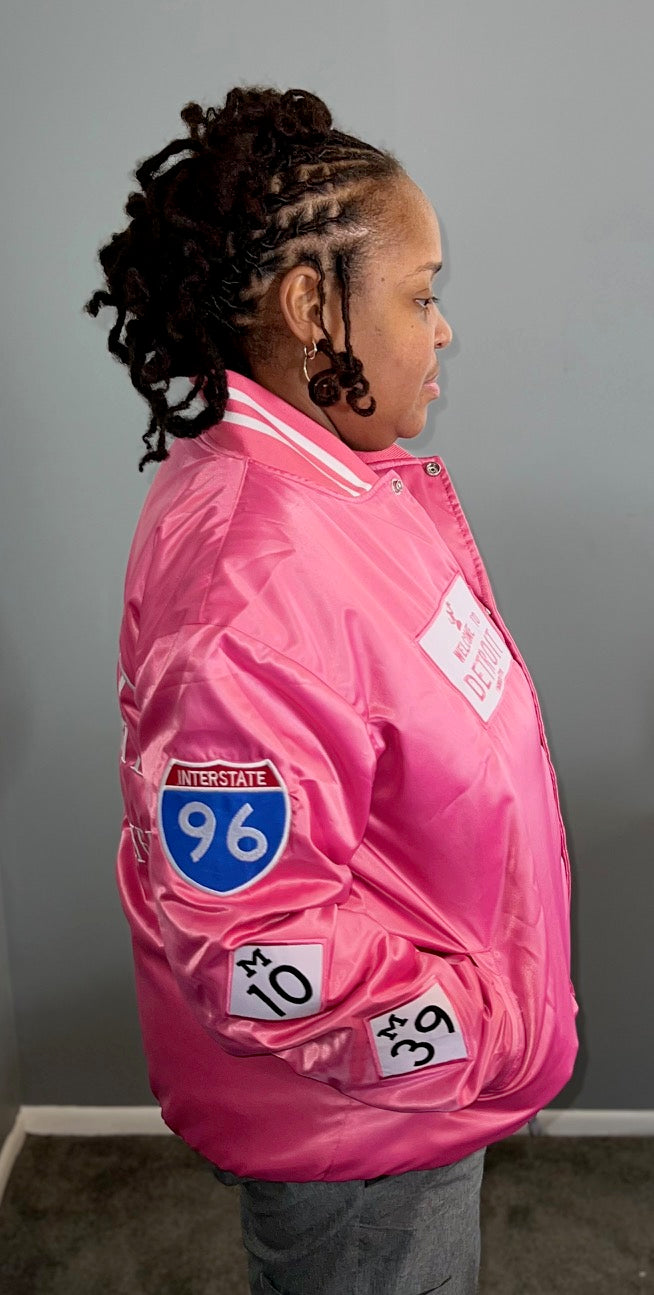 Detroit Day Satin Jacket (Pink)