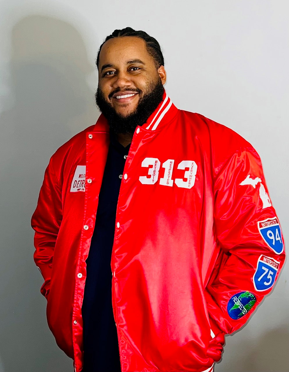 Detroit Day Satin Jacket (Red)