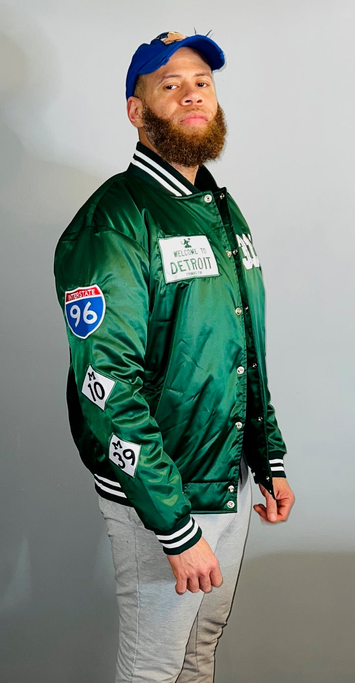 Detroit Day Satin Jacket (Dark Green)