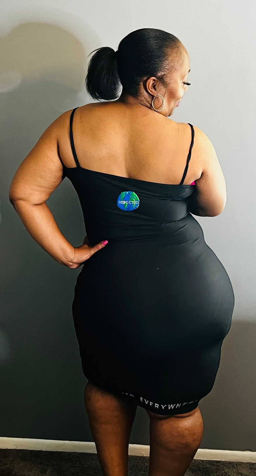 Spaghetti Strap Fitted Dress (Black)