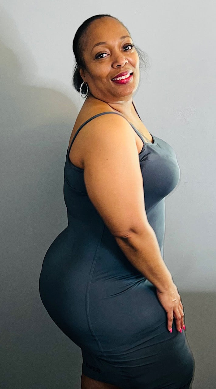 Spaghetti Strap Fitted Dress (Gray)