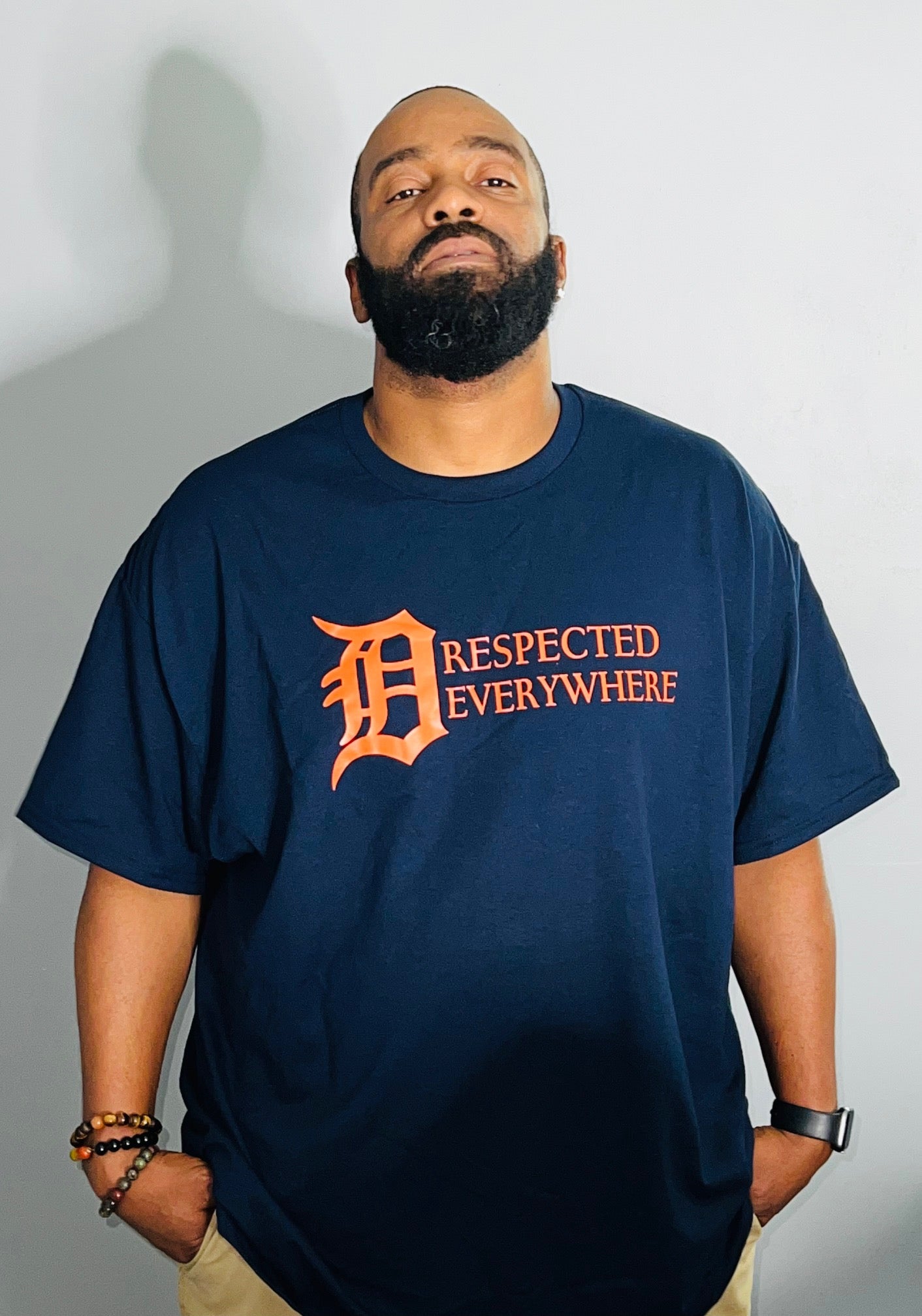 Dre Horizontal Navy w/ Orange Letters