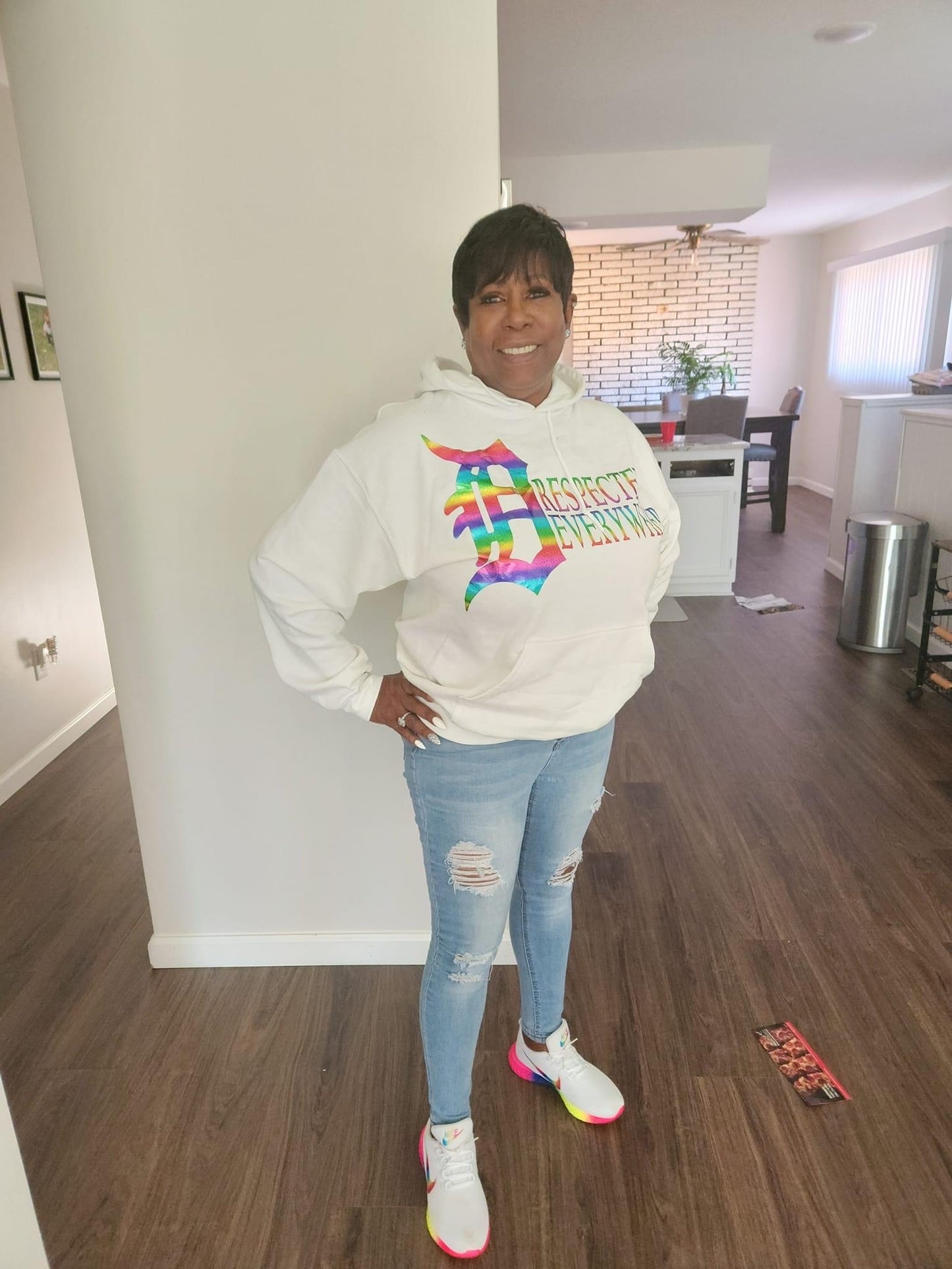 DRE Horizontal White w/ Rainbow Letters