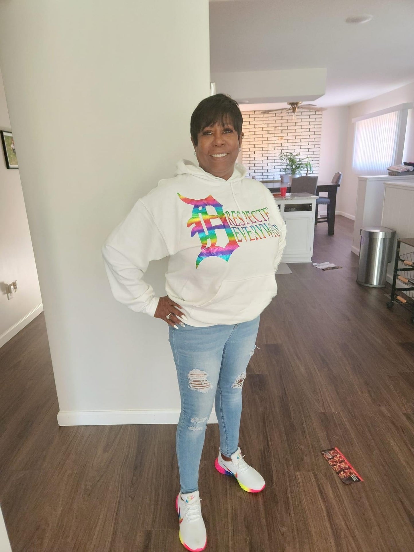 DRE Horizontal White w/ Rainbow Letters