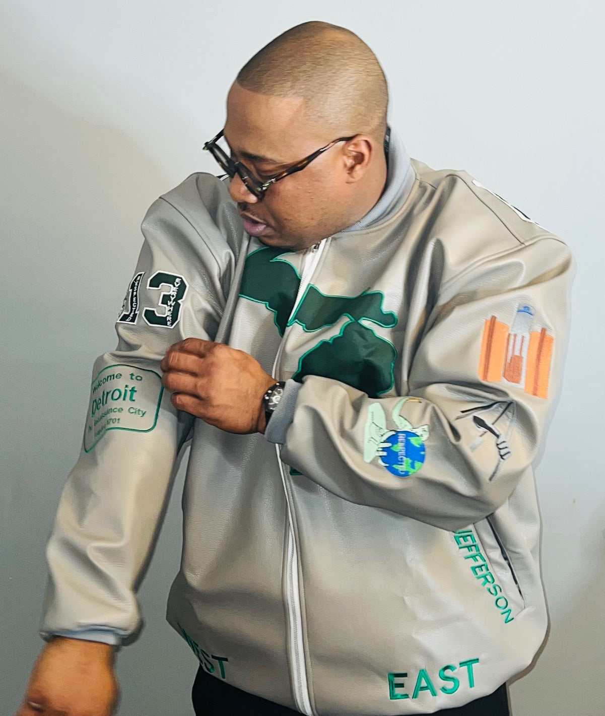 DRE Detroit Streets Leather Jacket (Gray