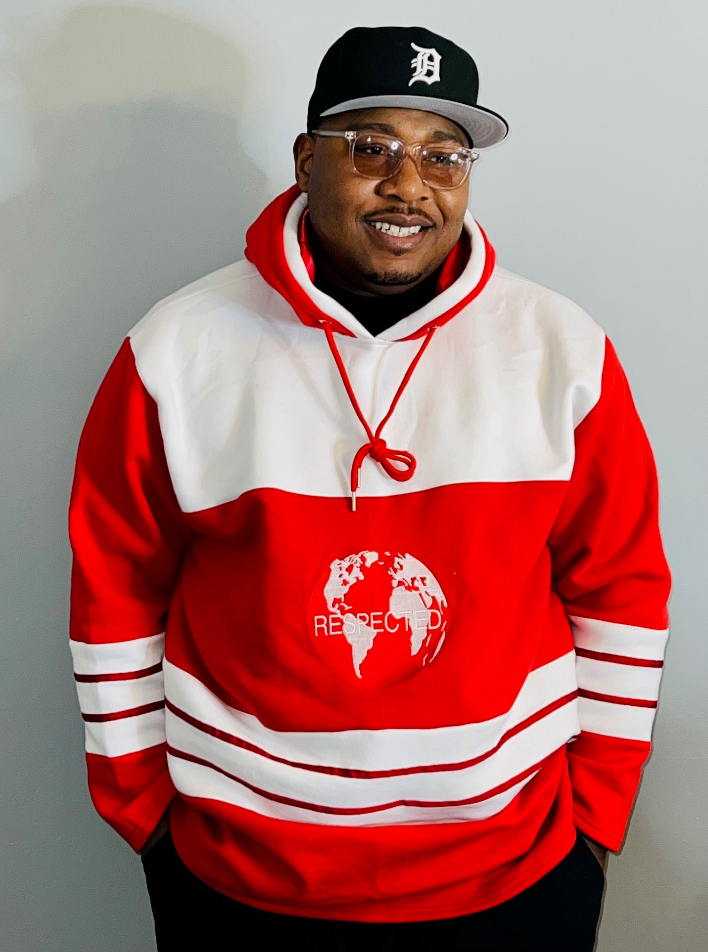 DRE Hockey Jersey Style Hoodie (Red/White)