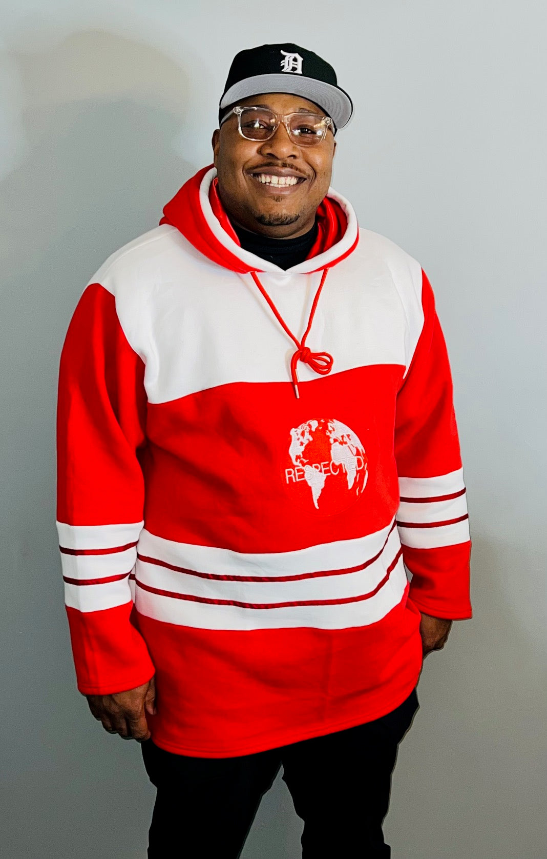 DRE Hockey Jersey Style Hoodie (Red/White)