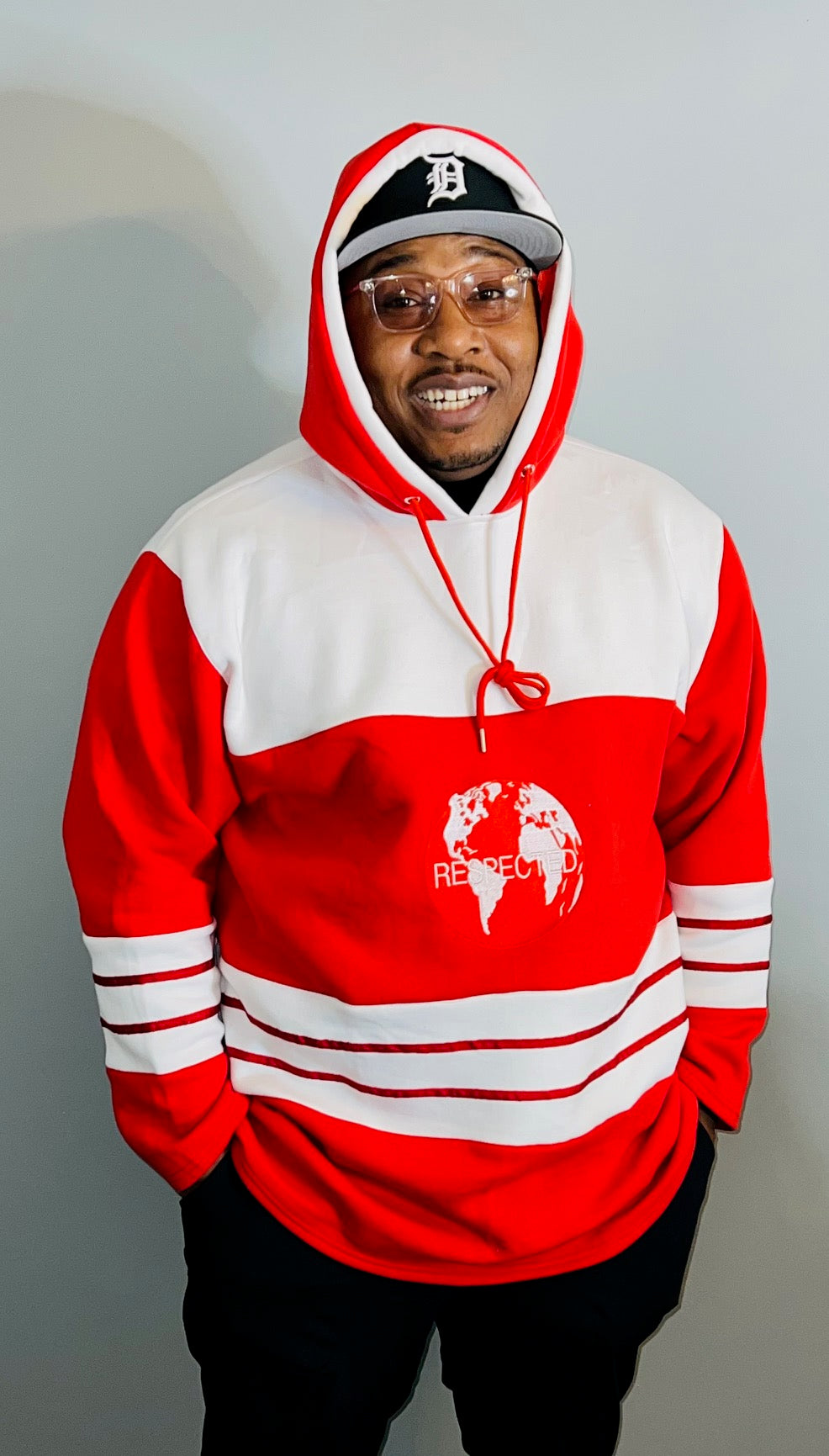 DRE Hockey Jersey Style Hoodie (Red/White)