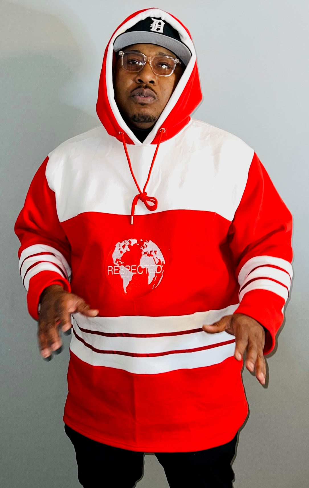 DRE Hockey Jersey Style Hoodie (Red/White)