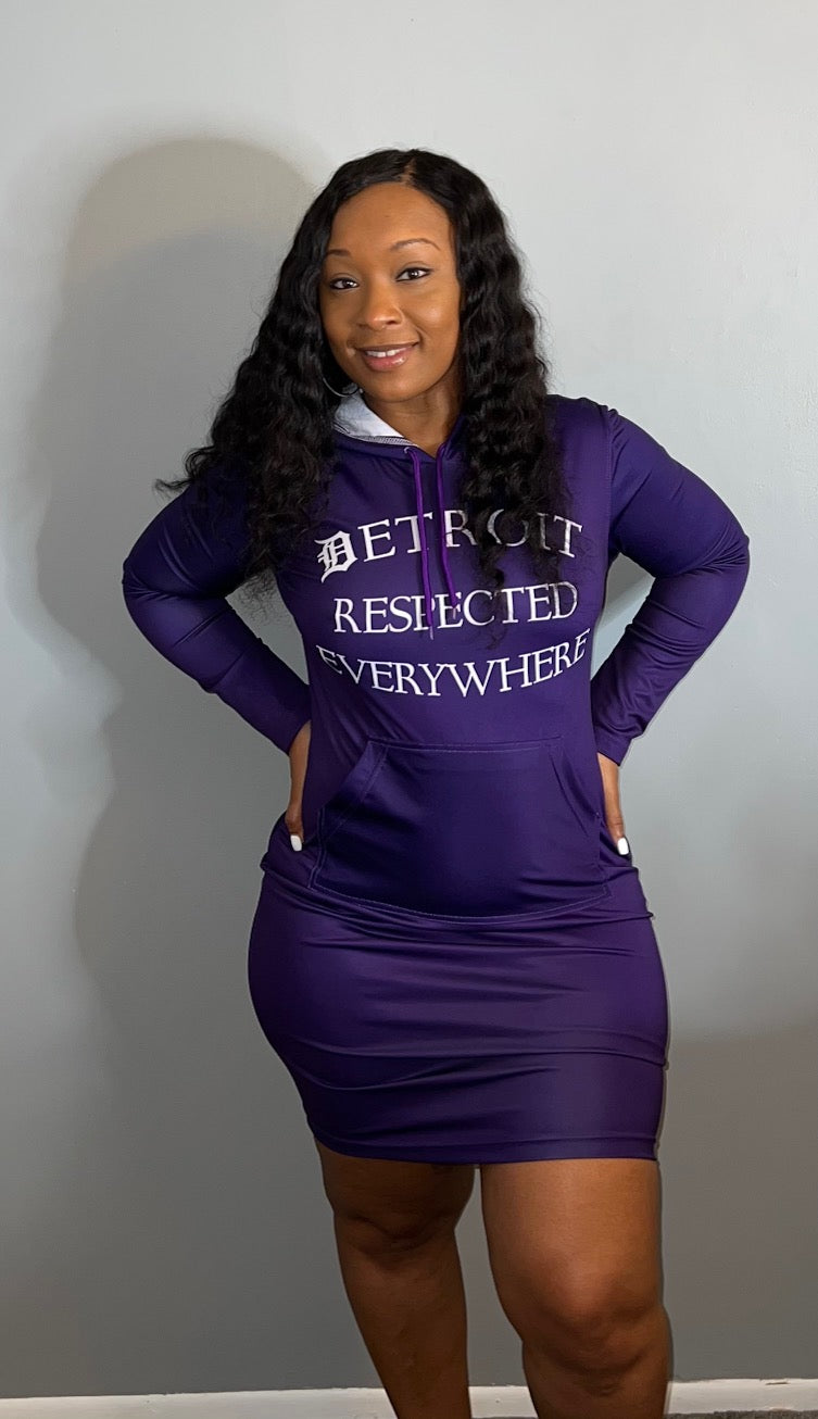 Fitted Purple Hoodie Dress