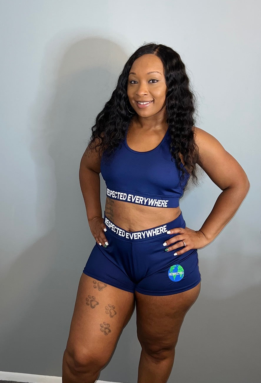 Respected Everywhere Sports Bra (Navy Blue)
