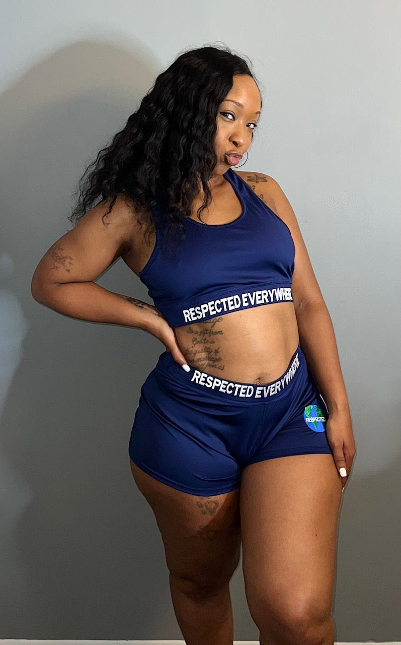 Respected Everywhere Sports Bra (Navy Blue)