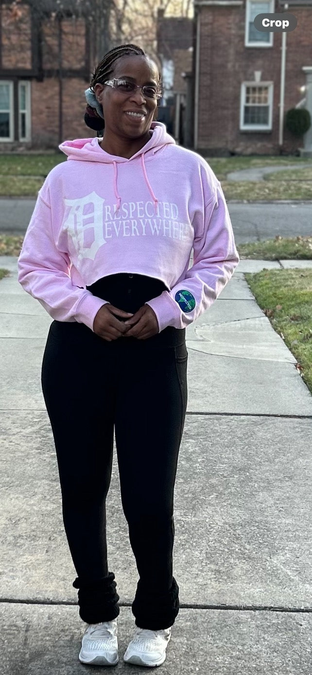 DRE Horizontal Crop top Pink w/ White Letters