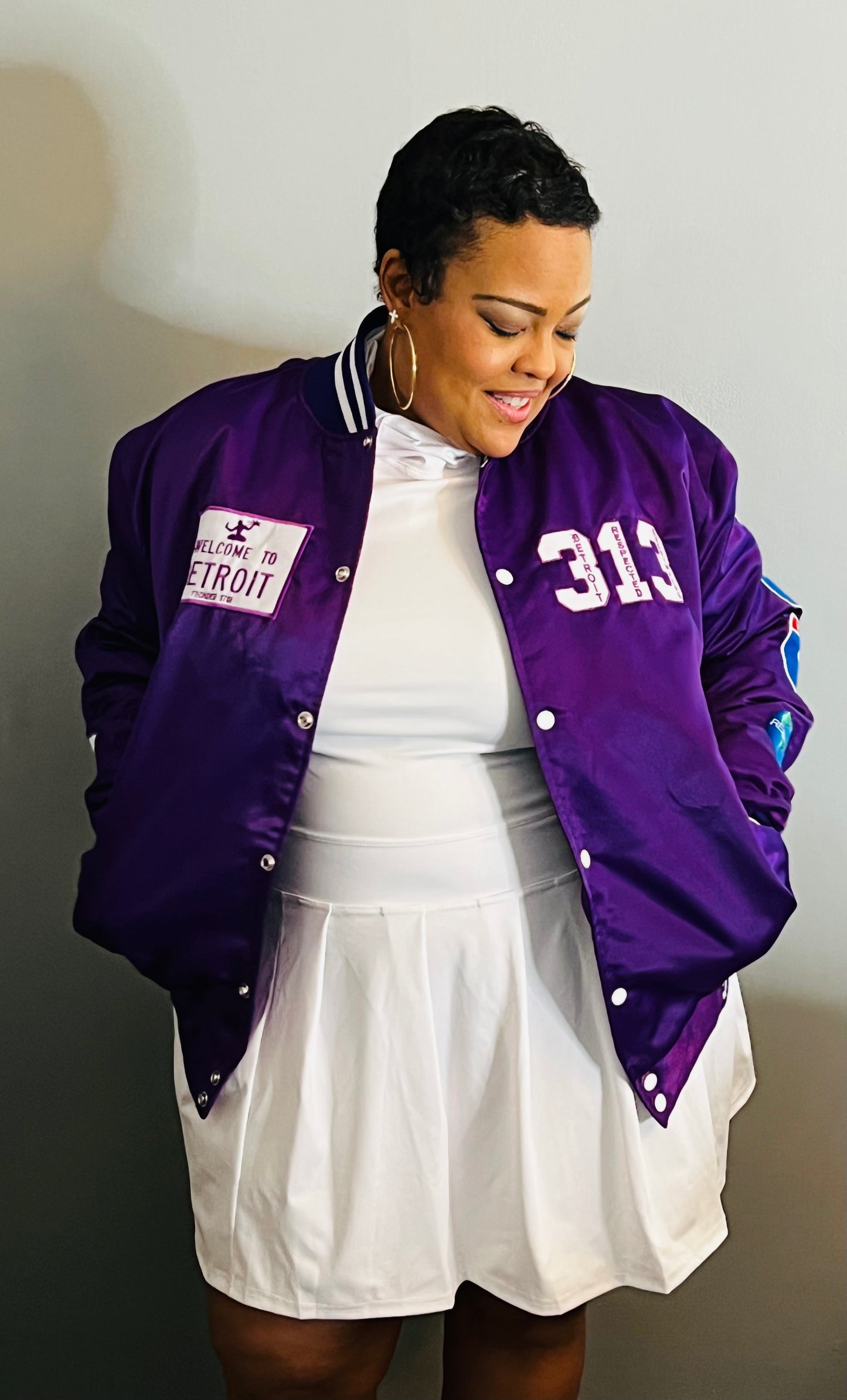 Detroit Day Satin Jacket (Purple)
