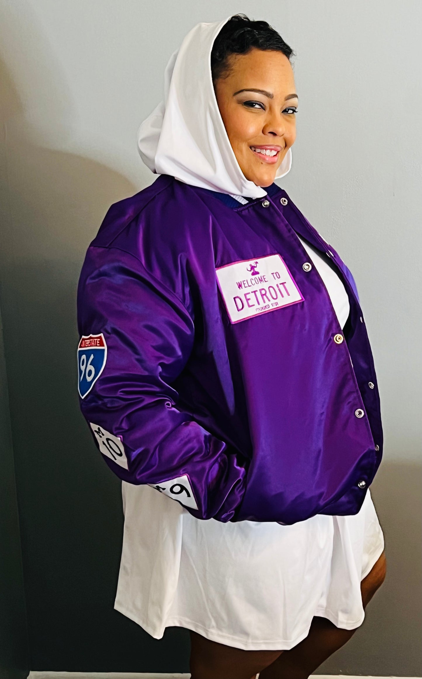 Detroit Day Satin Jacket (Purple)