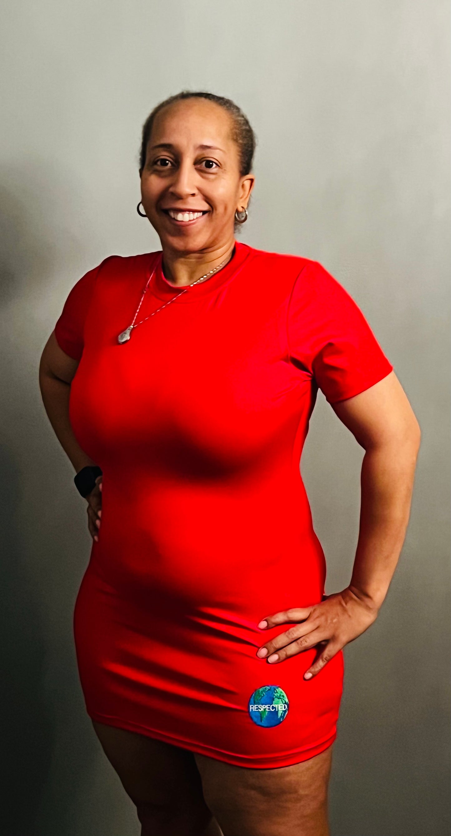 Fitted T-shirt Dress (Red)