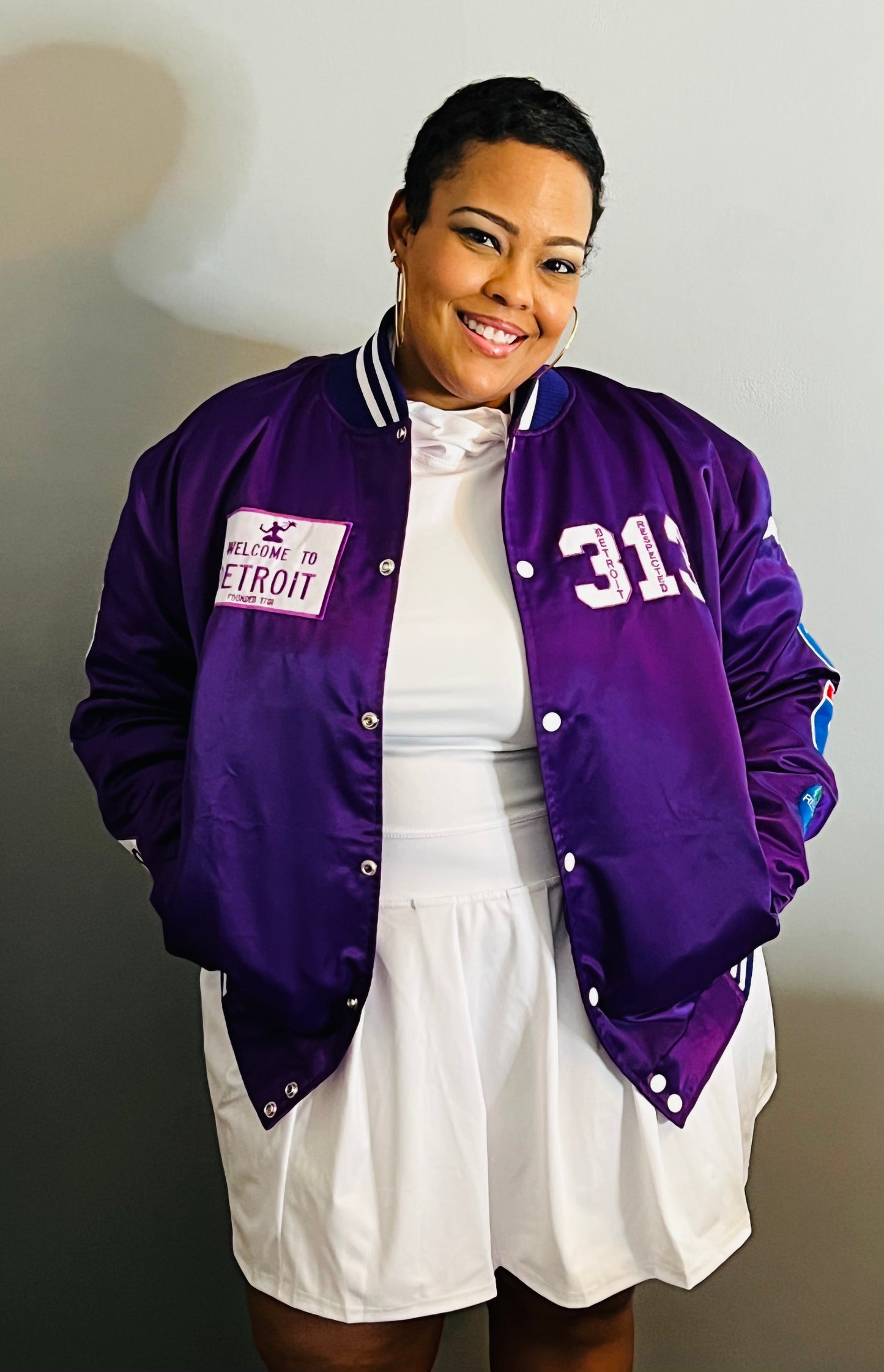 Detroit Day Satin Jacket (Purple)