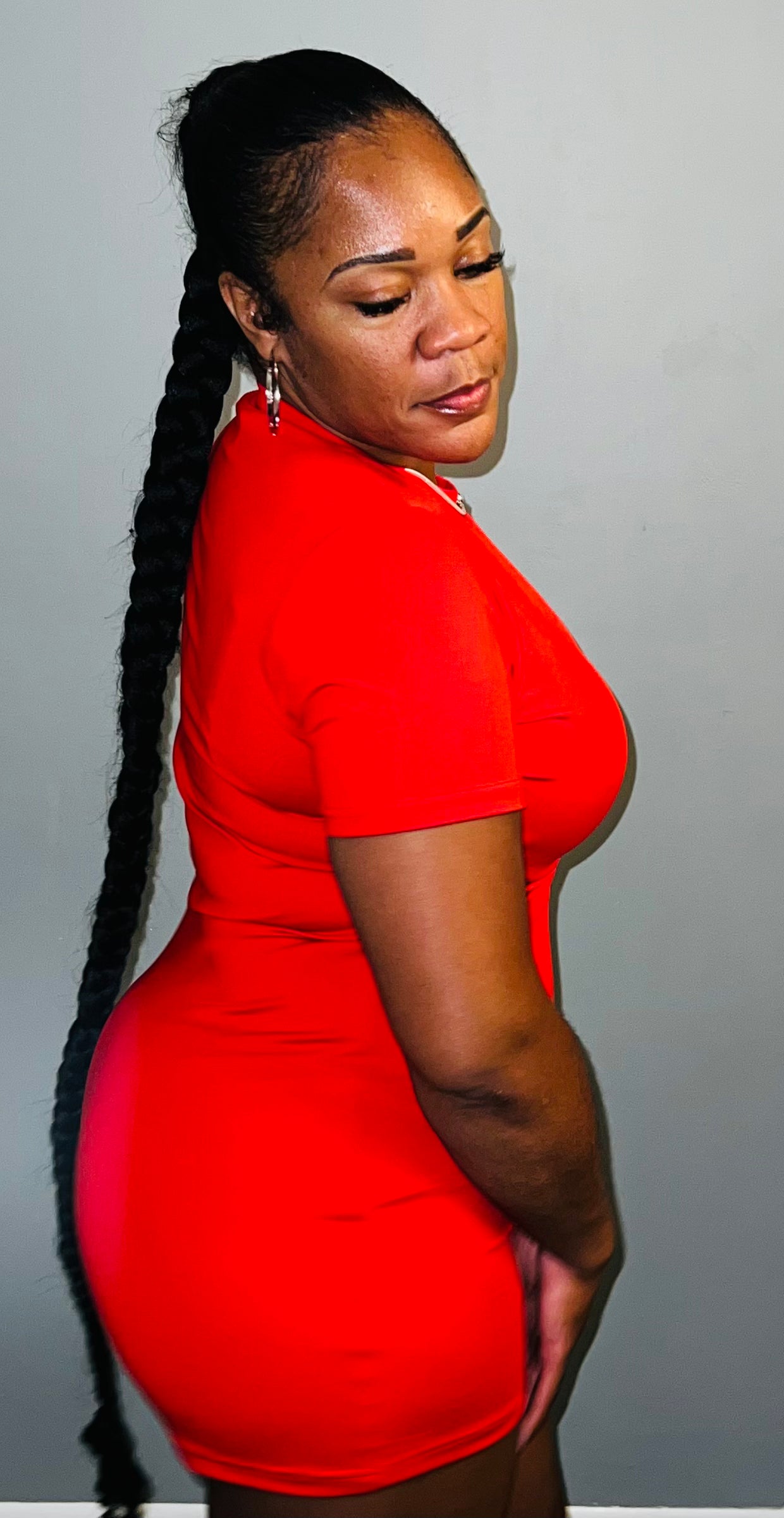 Fitted T-shirt Dress (Red)