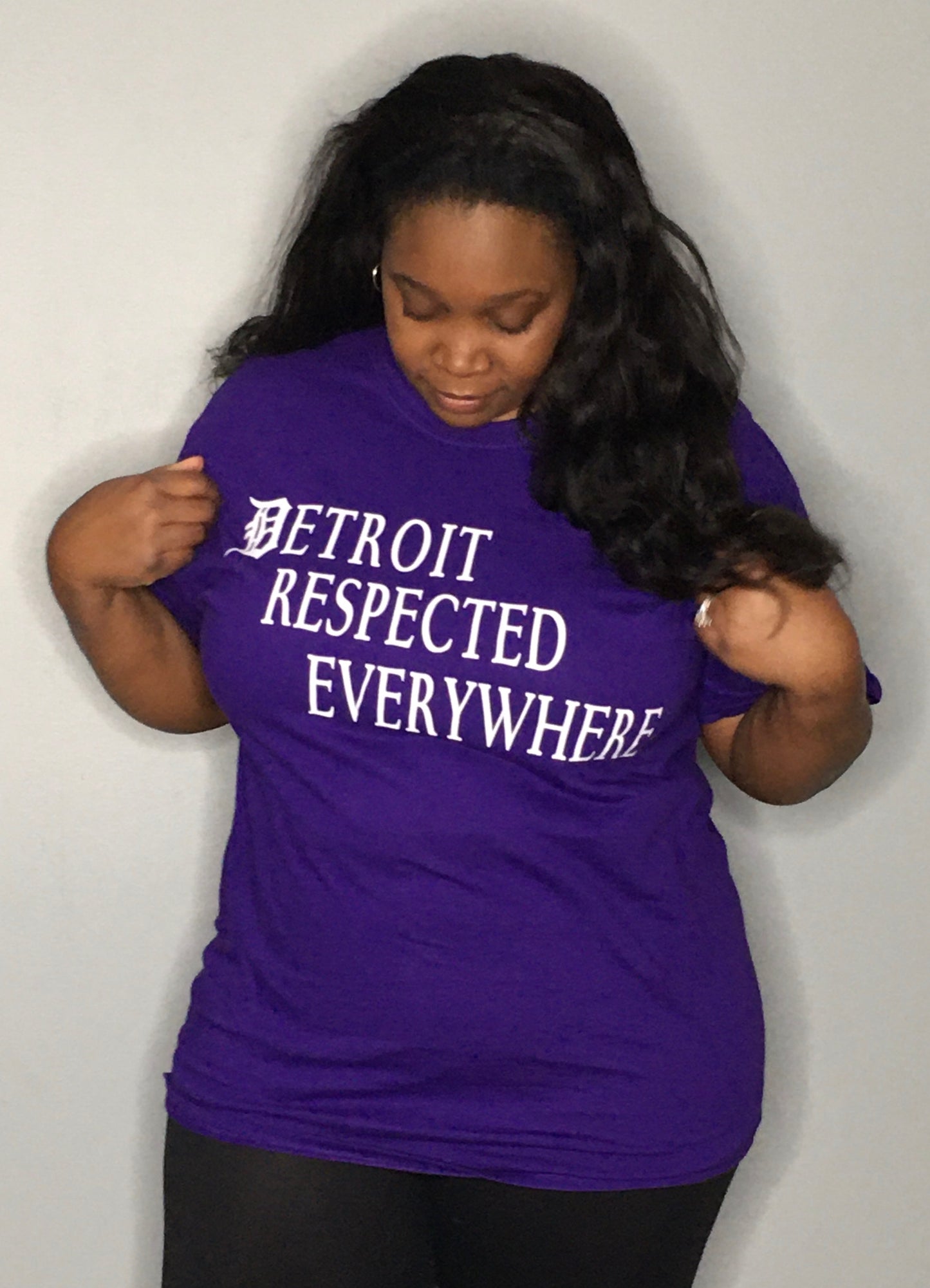 Purple Staggered w/ white letters