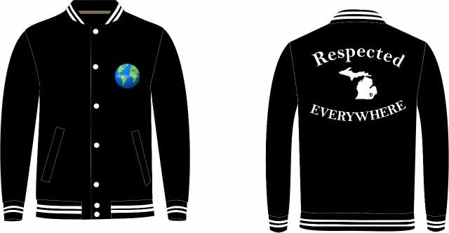 Mitten Varsity Jacket Black w/ White Letters