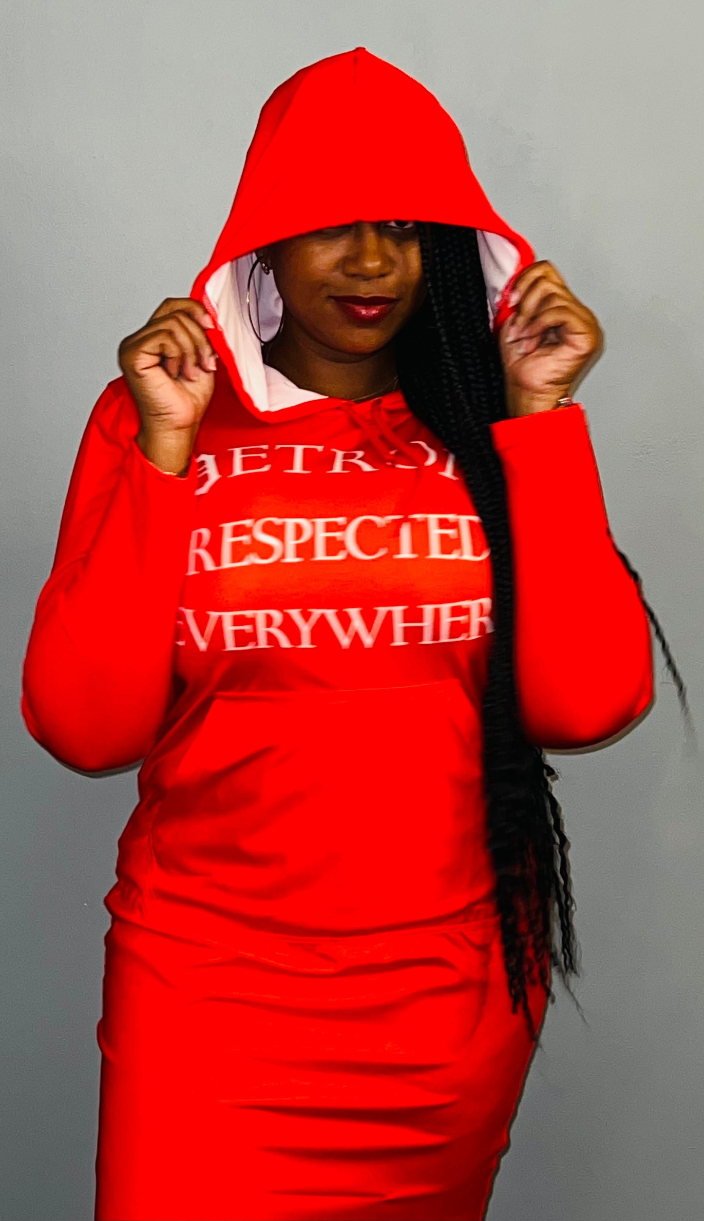 Fitted Red Hoodie Dress