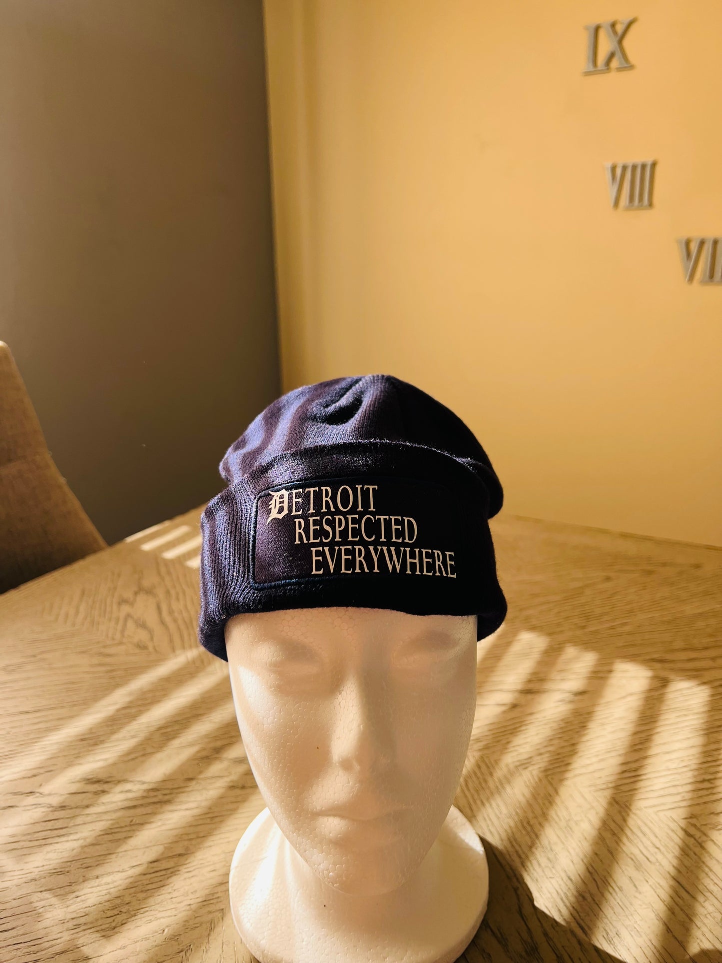 Navy Staggered w/ White Letters Skully
