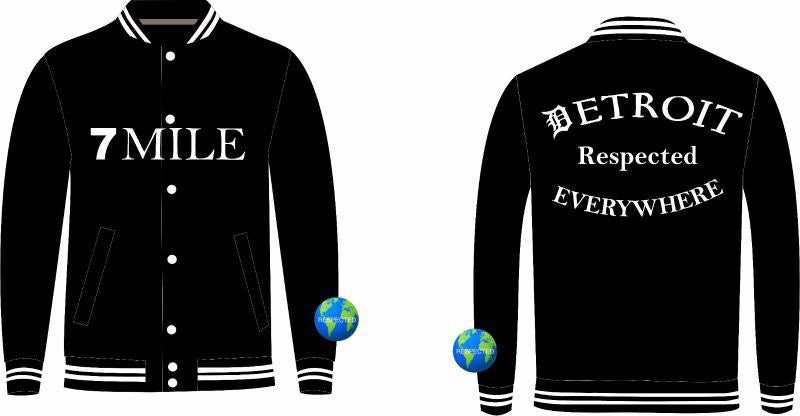 7 Mile Black Varsity Jackets w/ Black Leather Sleeves