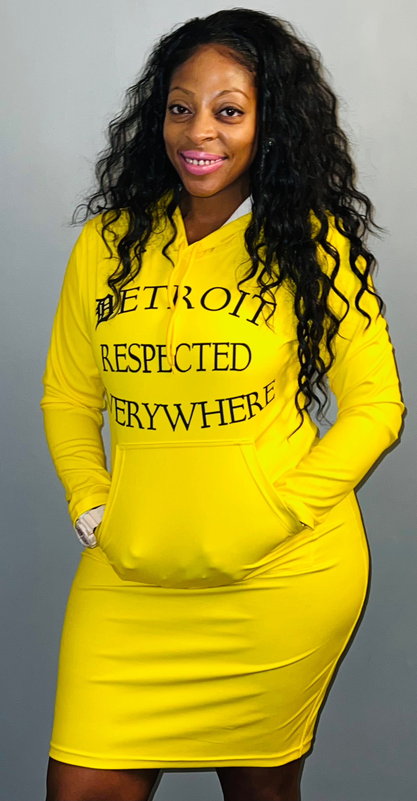 Fitted Yellow Hoodie Dress