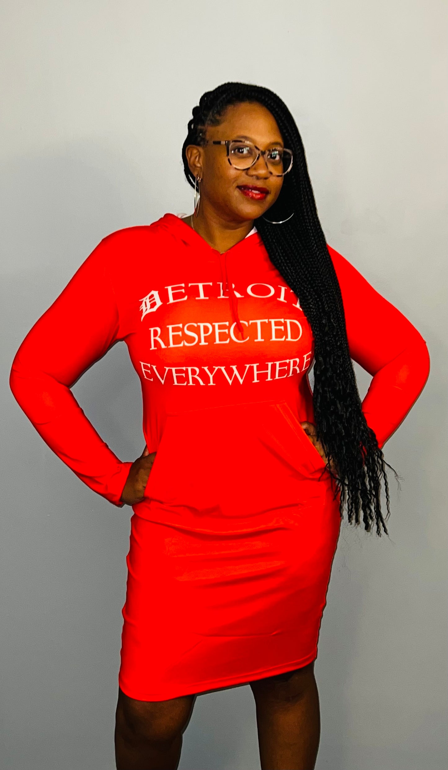 Fitted Red Hoodie Dress